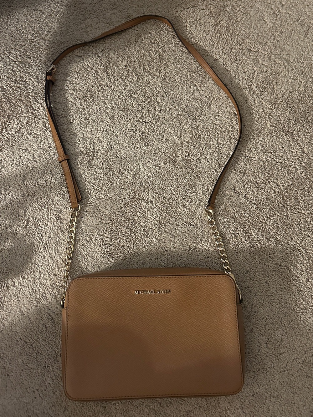 Michael Kors Saddle Brown Crossbody Bag with Gold Hardware